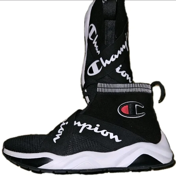 Champion Mens Black and White Crossiver Sneakers - Picture 8 of 12